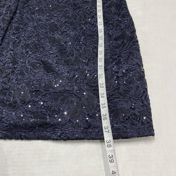R&M Richards Womens 14 Sequin Midi Dress With Sheer Jacket Blue Halter Formal - Picture 7 of 16